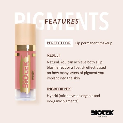 Biotek Lip Pigment for Permanent Makeup - Light Brown Color for Lip - Made in Italy - Romantic 0,61 fl.oz.