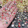 Green Christmas Nail Charms Set - 30 Pcs 3D Snowflake, Snowman, Elk, Santa, Xmas Tree Decorations for Nail Art