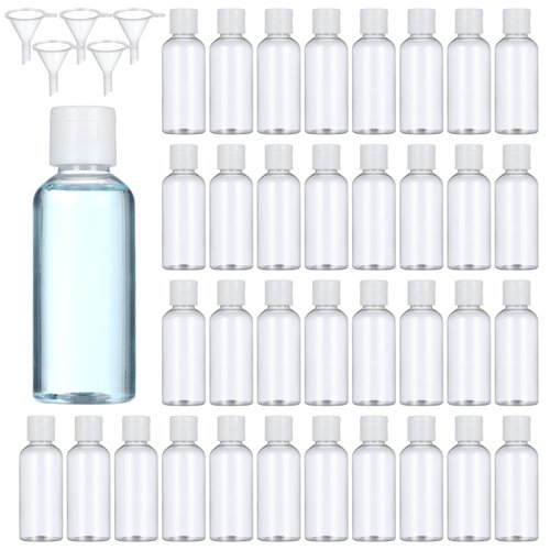 100 Pack 2 oz Plastic Empty Travel Bottles with Flip Cap 60ml Travel Size Containers Portable Leak Proof Clear Plastic Bottles Refillable Dispensing Bottles for Liquid Shampoo Lotion White