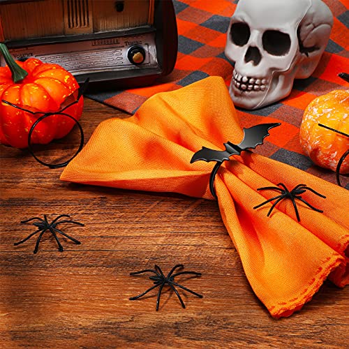 Halloween Bat Napkin Rings - Black Metal Table Decor (6 Pack)