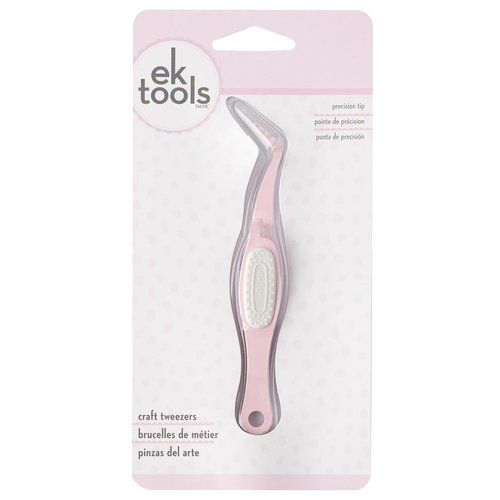 EK Tools Pink Crafting Tweezers, Precision Tip with Protective Cover, Essential Craft Supplies for Projects and Jewelry Making