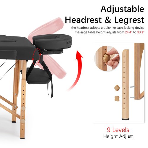 FDW Massage Bed Portable Massage Table 24 inch Wide Lash Bed 2 Folding Height Adjustable Spa Tables Foldable with Non-Woven Bag for Spa Footmassage Facial CareSpa Tattoo