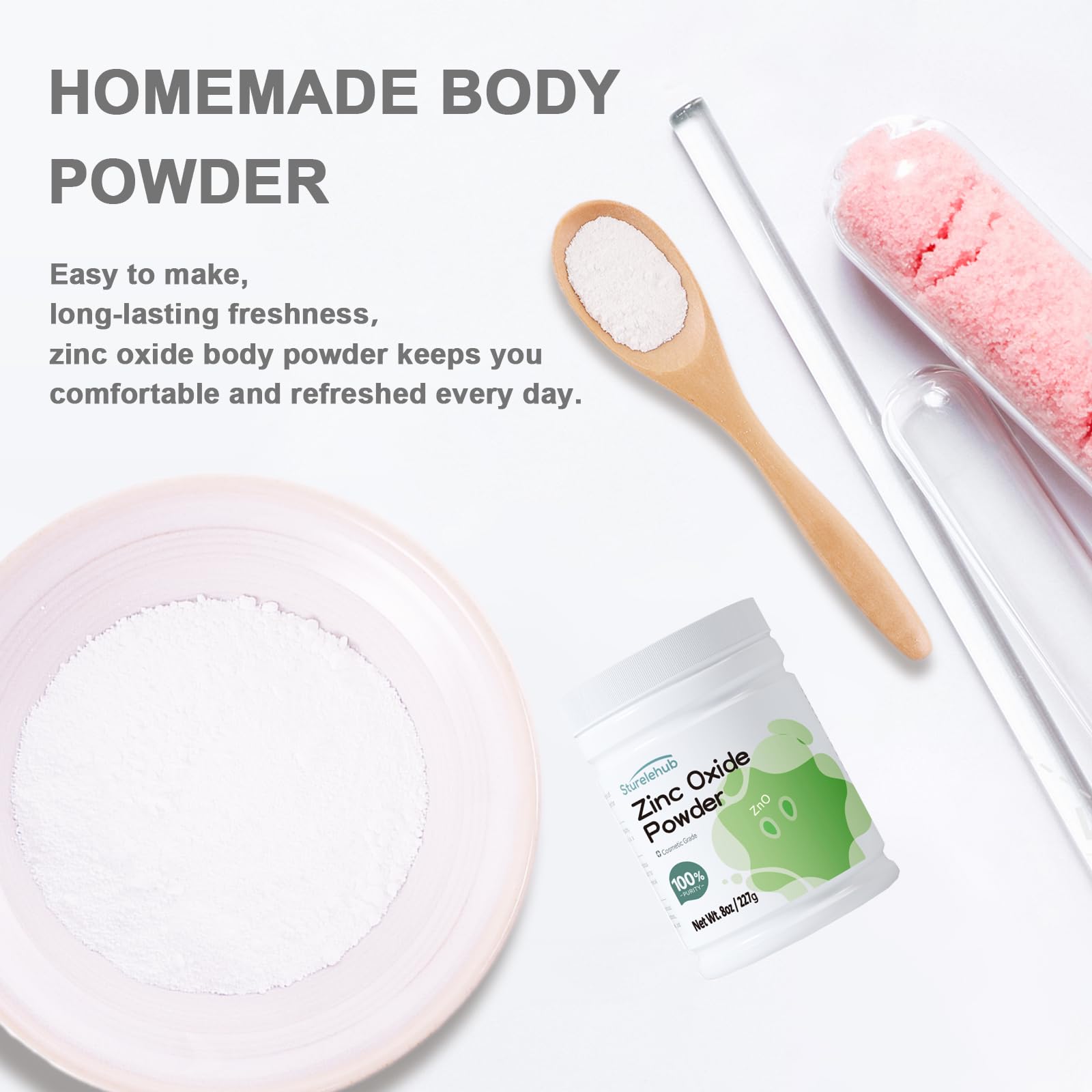 Zinc Oxide Powder, 8OZ 100% Purity, Non-Nano and Uncoated, Cosmetic Grade, Zinc Oxide Powder for DIY Sunscreen