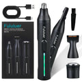 Fululuer Nose Hair Trimmer for Mens and Women | Rechargeable 4-in-1 Ear, Nose, Eyebrow & Beard Trimmers | 8500 RPM | USB Charging | Washable, LED Indicator (Jet Black)