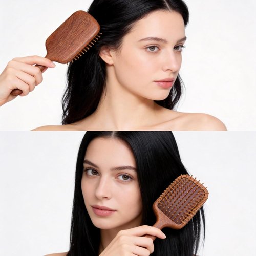 TAIHI Wooden Hair Brush - Natural Green Sandalwood Detangling Brush with Ergonomic Handle | Ideal for All Hair Types
