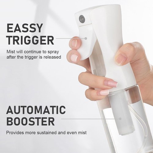 ELEMSY Spray Bottle for Hair - Continuous Mister (2 Pack, 6.8 OZ) | Ultra Fine Mist for Styling & Cleaning