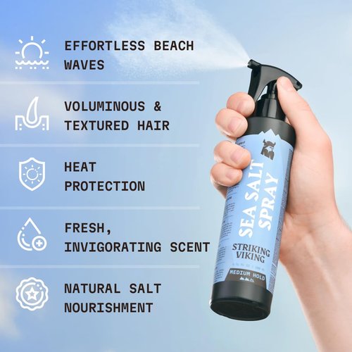 Striking Viking Sea Salt Spray for Men - Strong Hold & Volumizing Ocean Texture Mist - 6.76 Fl Oz