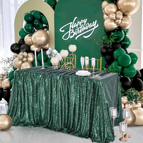 90x90 Inch Emerald Green Sequin Tablecloth for Parties & Events