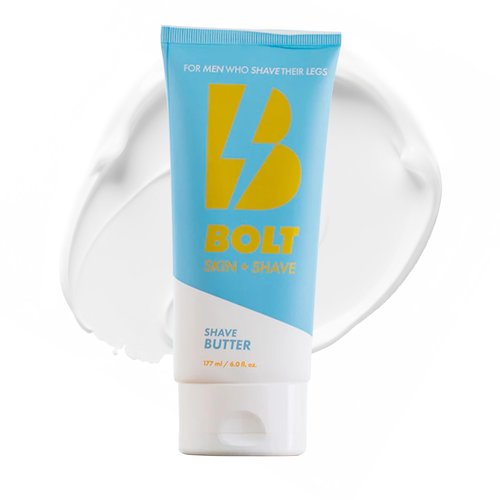 Bolt Skin + Shave - Shave Butter for Men - Ultimate Comfort for Smooth, Gliding Shaves - Reduces Nicks, Cuts and Irritation for a Luxurious Leg Shave with Cooling Aloe Vera and Menthol - 6 Fl Oz
