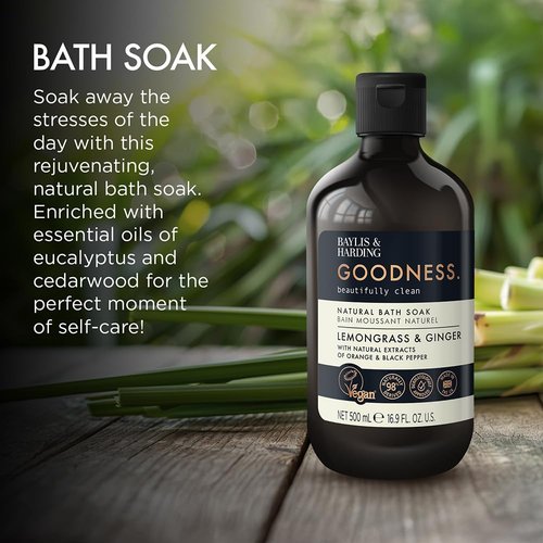 Baylis & Harding Goodness Lemongrass & Ginger Bubble Bath - Biodegradable & Vegan Friendly | 16.9 fl. oz (Pack of 3)