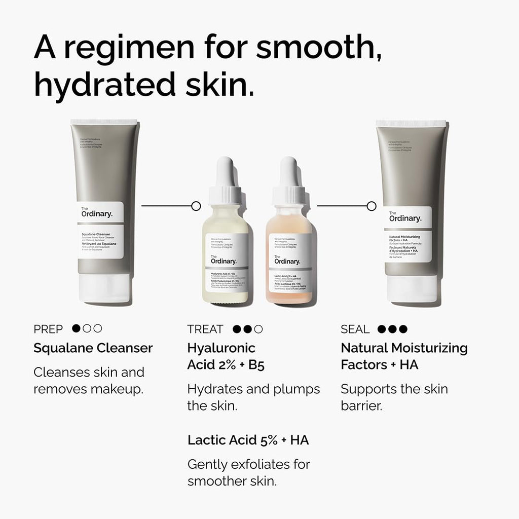 The Ordinary Lactic Acid 5% Exfoliating Serum - Hydrating Hyaluronic Acid for Smoother Skin