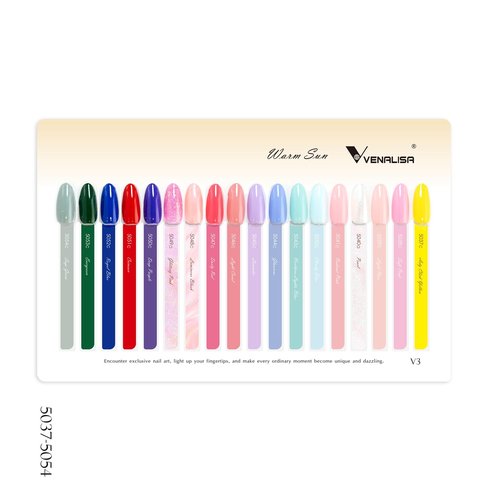 VENALISA V3 22 Pcs 10 ML Gel Nail Polish Set with Color Card, Pink Blue Red Green Purple Gel Polish Glitter Color Nail Art Starter Manicure Salon DIY at Home