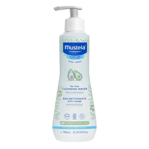 Mustela Baby Cleansing Water - No-Rinse Micellar Formula with Natural Avocado & Aloe Vera - 1 or 2-Pack Options