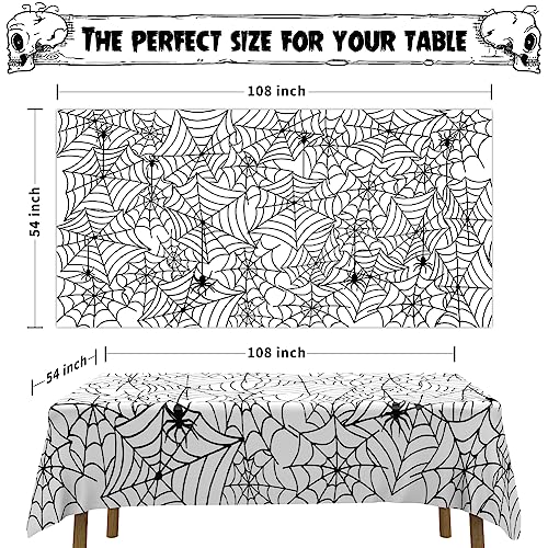 Halloween Spider Web Tablecloth 3 Pack - White Waterproof 54x108 Inch Decorations