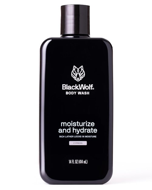 Black Wolf Moisturizing Body Wash for Men - Hydrating Sandalwood Cleanser with Hyaluronic Acid & Aloe Vera | 16 oz
