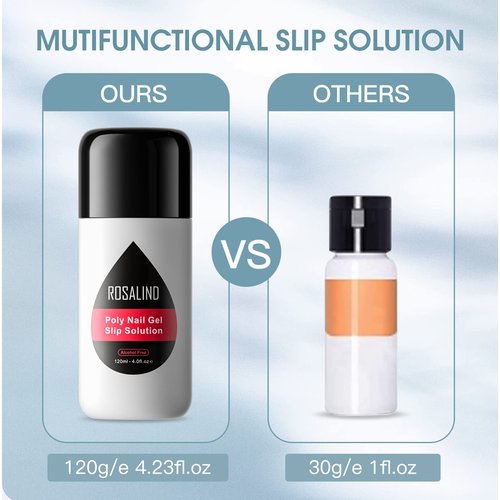 ROSALIND 4oz Slip Solution for Poly Nail Gel 120ml Gel Extension Liquid Solution for Poly Nail Gel Anti-stick Slip Solution, Poly Slip Extension Liquid Solution with Brush and Liquid Cup