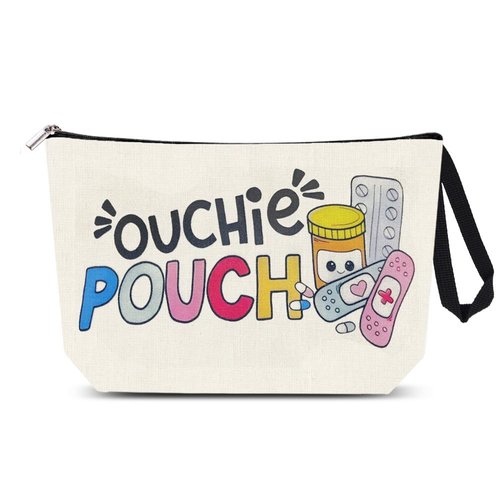 The Ouch Pouch Medicine First Aid Bag for Travel Camping Toiletry Bags with Zipper First Aid Kit Meds Storage Bag Funny Ouchie Pouch for Daughter Friend Birthday Christmas Gifts for Women Men