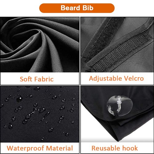 Beard Bib Apron for Men, Father's Day Gift Beard Trimming Catcher Bib for Shaving & Hair Clippings, Waterproof Non-Stick Hair Catcher Grooming Cloth with 2 Suction Cups
