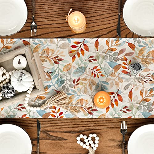 13x90 Inch Fall Table Runner Beige Polyester Home Party Decor - Artoid Mode