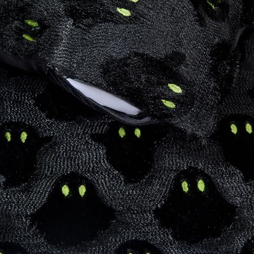 Halloween Decor Pillow Covers 18x18 Inch Set of 2 Black Ghost Plush Faux Fur