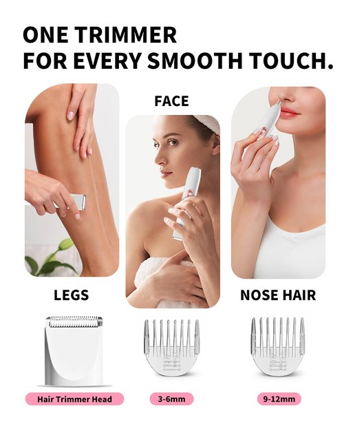 Ufree Bikini Trimmer Electric Razors for Women Dual Head, Pubic Body Hair Trimmer Electric Shaver for Face, Legs, Arm, Rechargeable Lady Shaver Waterproof, Summer Grooming Kit, Gifts for Her