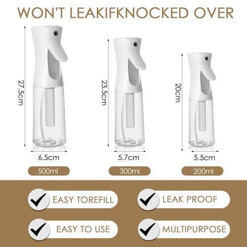 Joe zlvy Empty Spray Bottle for Hair 6.76 Oz/200ml（2pcs）, Continuous Spray Bottle Fine Mist Sprayer, Suitable for hairstyles, cleaning, plants, pets, and hairdressers