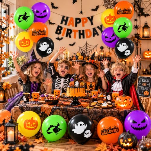 Halloween Balloons Set - Black & Orange 30 Pcs Latex Party Decorations