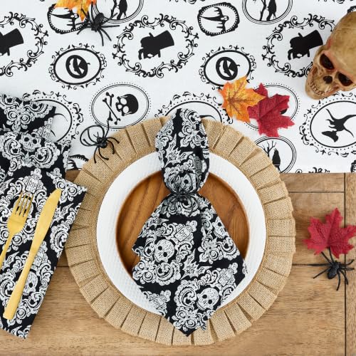 Halloween Napkin Rings Set - Black Spider Theme, 6 Piece Tabletop Decor
