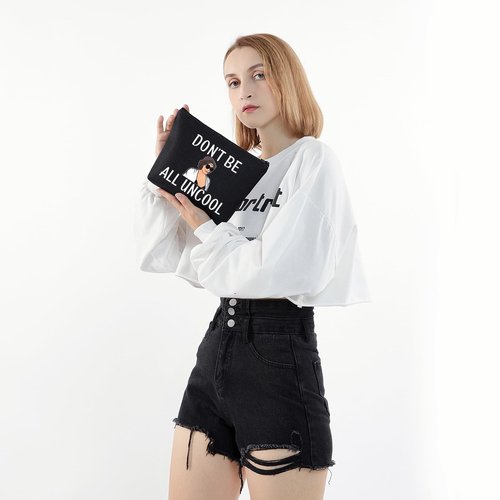 LEVLO Stars Fans Gifts Don't Be All Uncool Makeup Bags Housewives Gifts (Don't Be All Uncool+black)
