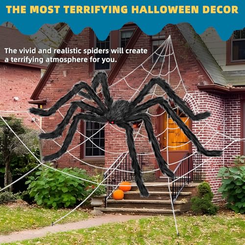 Halloween Spider Web Decorations with 59-Inch Giant Spider - Outdoor Indoor Decor