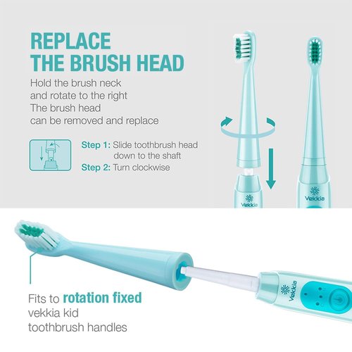 Vekkia Dragon Lord Kids Electric Toothbrush Replacement Heads, Soft 3D Curved Bristles, Blue, 10-Pack