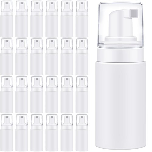 Teenyyou 50pcs Foam Pump Bottles 1oz/30ml Plastic Mini Empty Dispenser DIY Travel Face Cleanser Mousse Soap Foam Bottle Refillable Hand Soap Eyelash Shampoo Cosmetics Portable Travel Pack(White)
