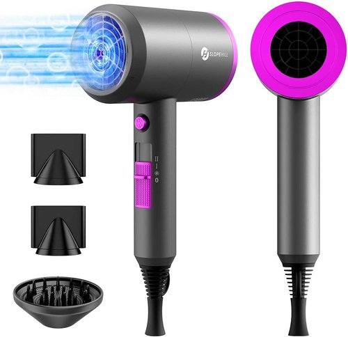 Slopehill Professional Ionic Hair Dryer - Powerful 1800W Fast Drying with Low Noise | Includes 2 Nozzles & Diffuser