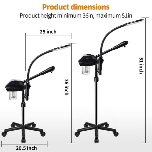 Retain Time Facial Steamer for Ozone Humidifier Atomizer Attach 5× Magnifier and Light, Professional Face Steamer Clean Skin Firming Pores and Moisturizing Suitable for a Beauty, Spa, at Home
