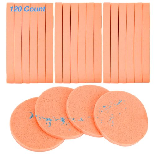 Facial Sponge Compressed 120 Count,Makeup Remover Wash Pads Round Soft Face Cleansing Sponges for Woman Exfoliating Mask,Makeup Removal,Spa Cleaning,Orange‌
