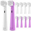 YMPBO Replacement Brush Heads Compatible with Brusheez Kids' Electric Toothbrush, Toothbrush Head Refill, 5 Pcs White + 5 Pcs Purple