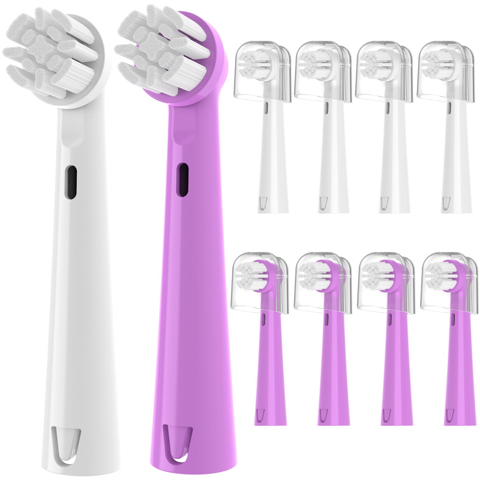 YMPBO Replacement Brush Heads Compatible with Brusheez Kids' Electric Toothbrush, Toothbrush Head Refill, 5 Pcs White + 5 Pcs Purple