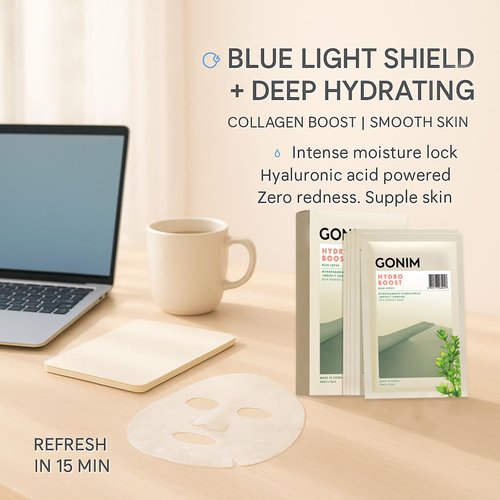 GONIM Face Mask - Hydrating Korean Skin Care with Hyaluronic Acid & Vitamin C | Anti-Aging Sheet Mask, 30ml x 15pcs