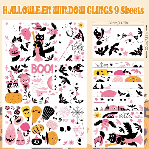 105 PCS Halloween Window Clings Set - Reusable Ghost Pumpkin Skeleton Decor for Indoor & Outdoor