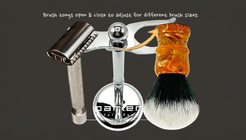 Parker Safety Razor, The Adjust-O-Stand, Adjustable Safety Razor & Shave Brush Stand, Simple to Customize to fit Any Size Shave Brush - PATENT PENDING
