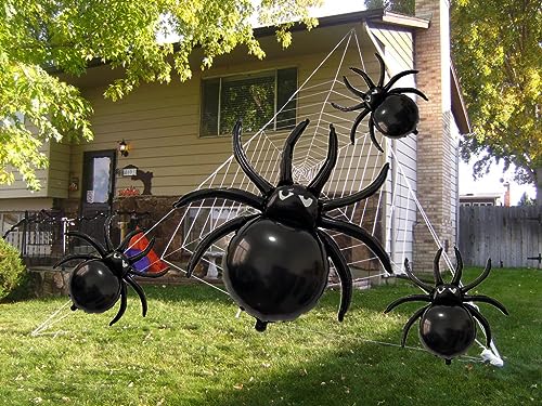 Halloween Spider Balloons Set - 33in & 17.2in Foil Spiders for Party Decor