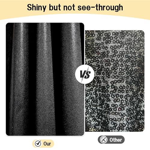 Black Sequin Tablecloth 90x132 Inch Rectangular Sparkly Fabric for Weddings & Events - Black