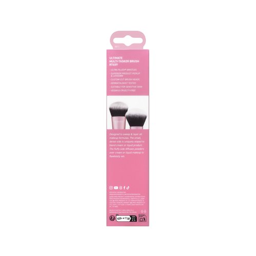 Real Techniques Ultimate Multi Tasker Brush, Dual-Ended Makeup Brush for Foundation, Blush Bronzer & Powder, Precision Sculpting & Blending, UltraPlush Bristles, Cruelty-Free, 1 Count