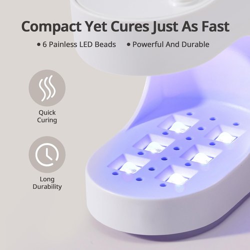 BTArtboxnails Handy Mini Nail Lamp - Fast Cure UV LED Nail Lamp for Gel Nails, 6W Nail Light with 2 Timer for All Gel Polish