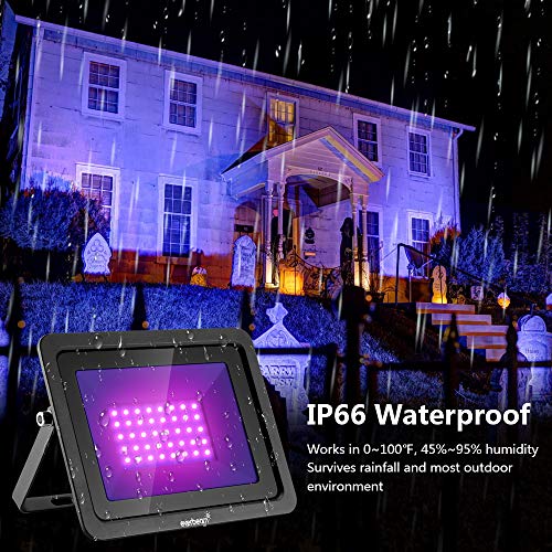 395nm 50W UV LED Black Light - Waterproof Ultraviolet Flood Light for Parties & Outdoors - Black Variation