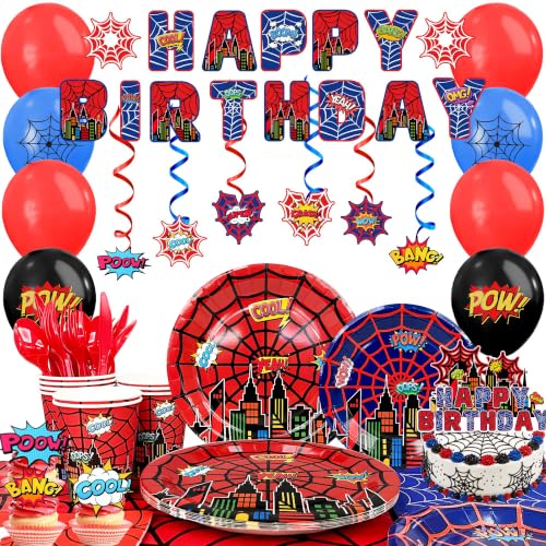 103pcs Spider Web Party Supplies Set Halloween Decorations for Birthday Celebration