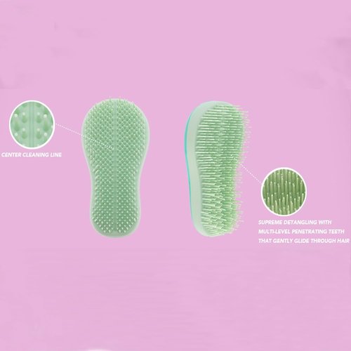 Skiennix Detangling Hair Brush - Gentle Hand Grip for All Hair Types | Wet or Dry Use (Aqua)