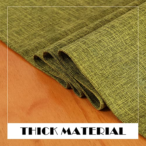 Farmhouse Burlap Cotton Linen Table Runner - Green 12x70 Inch