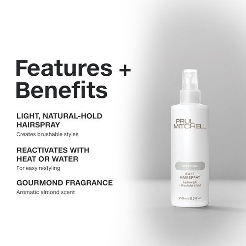 Paul Mitchell Soft Hairspray - Lightweight Formula for Soft Hold & Brushable Finish | All Hair Types
