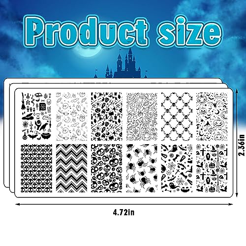 Halloween Nail Art Stamping Plates Set - Spiderweb Jack-o'-Lantern Skull Design - Style4